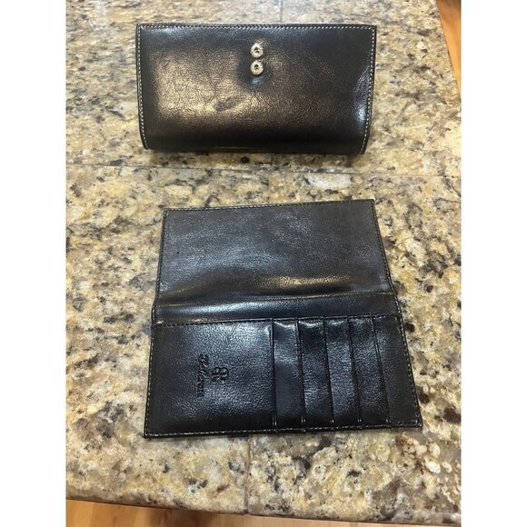 BELLA ROSE BLACK  brown TRIFOLD  WALLET checkbook - Picture 6 of 13